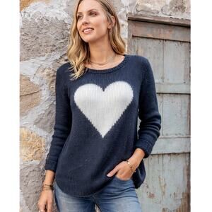 Wooden Ships SZ S/M HEART CREW LIGHTWEIGHT Sweater in Blue Mohair Wool Blend